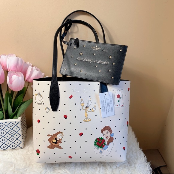kate spade Handbags - Kate Spade Disney Beauty And Beast Small Reversible Tote with removable pouch